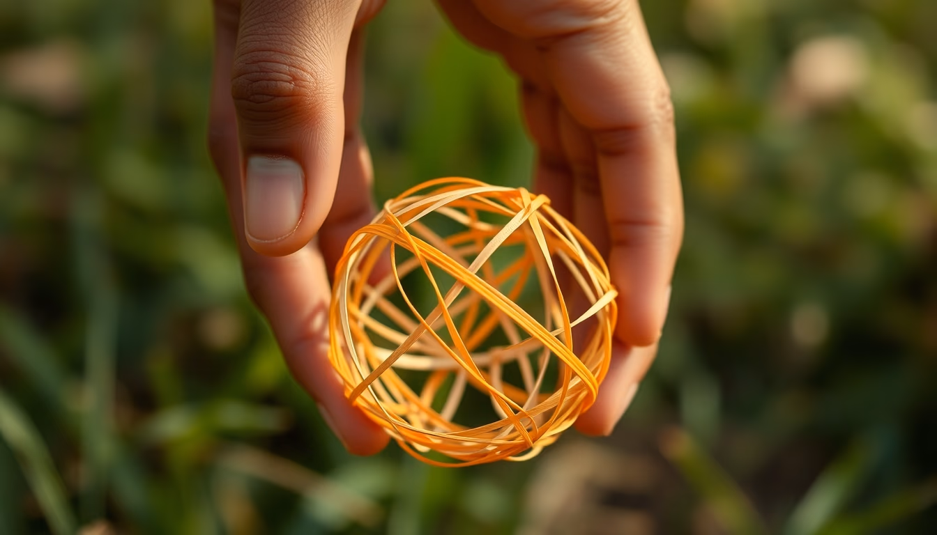 rubber band ball in editorial style