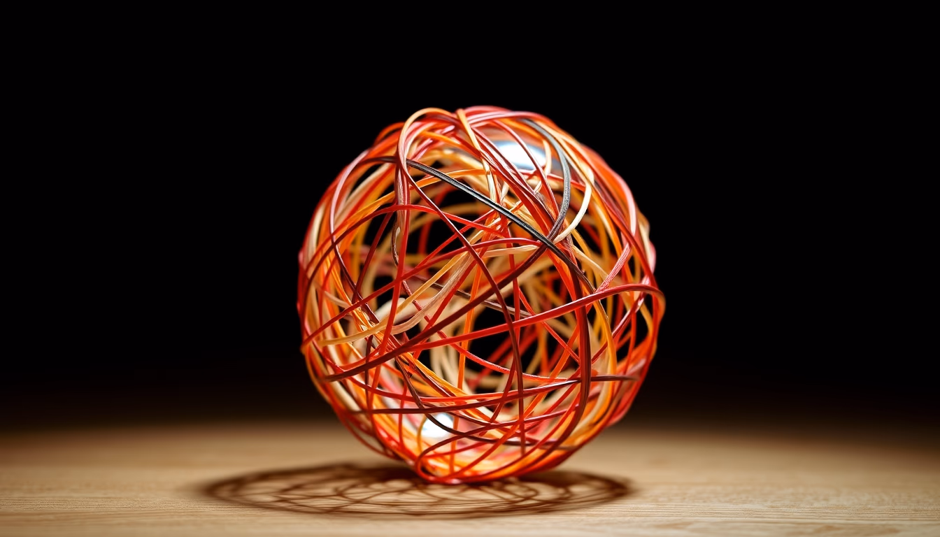 rubber band ball in editorial style