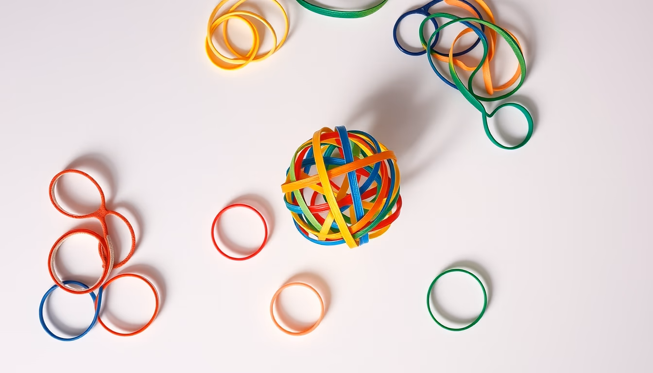 rubber band ball in editorial style
