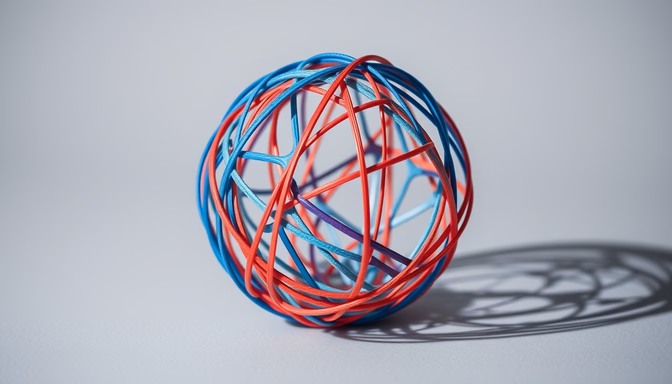 rubber band ball in editorial style