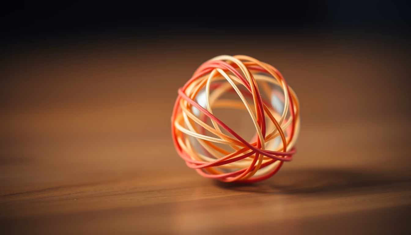rubber band ball in editorial style
