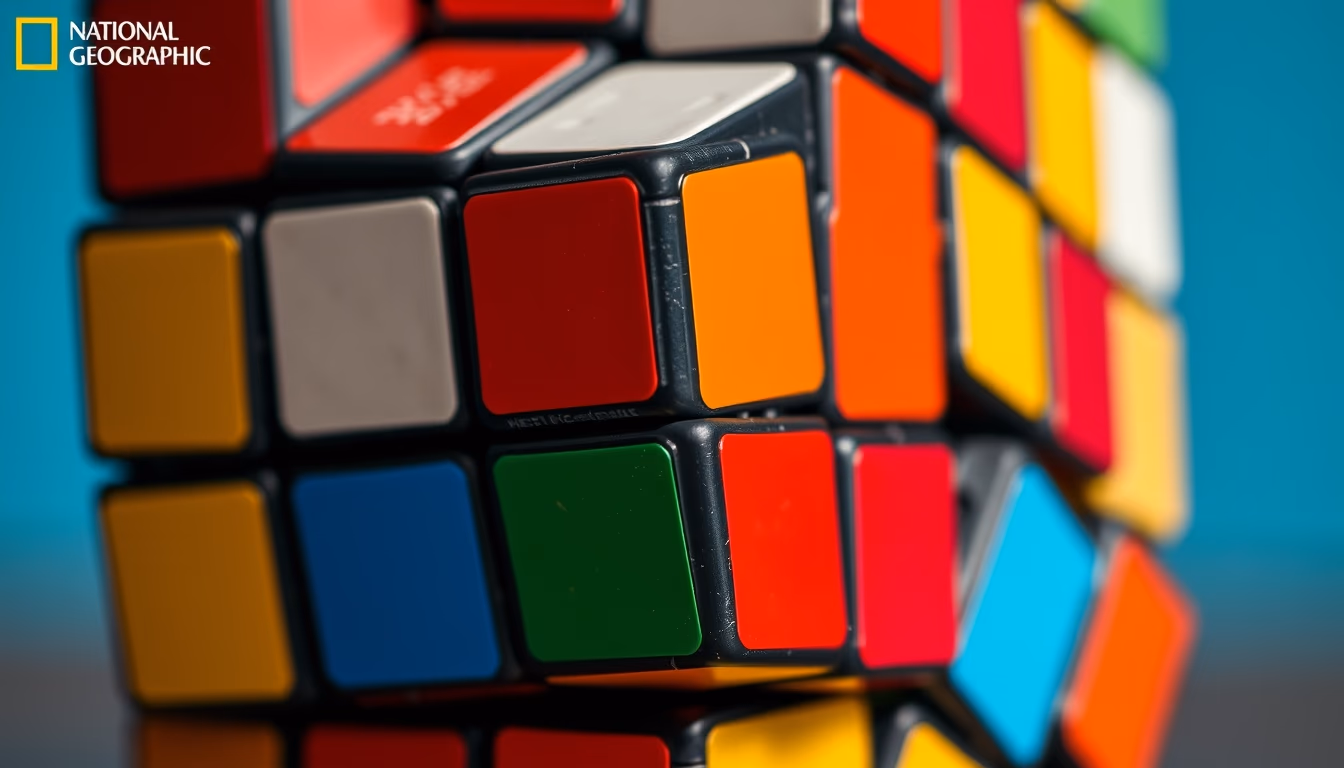 rubiks cube colorful in editorial style