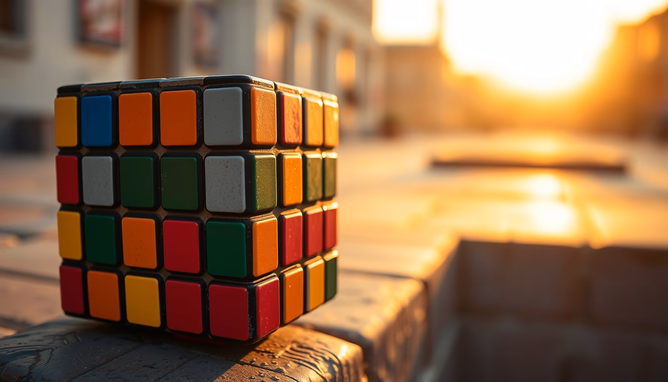 rubiks cube colorful in editorial style