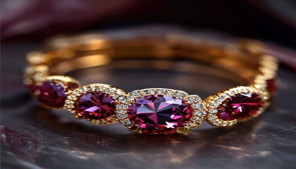 ruby diamond bracelet bombe in luxury editorial photography