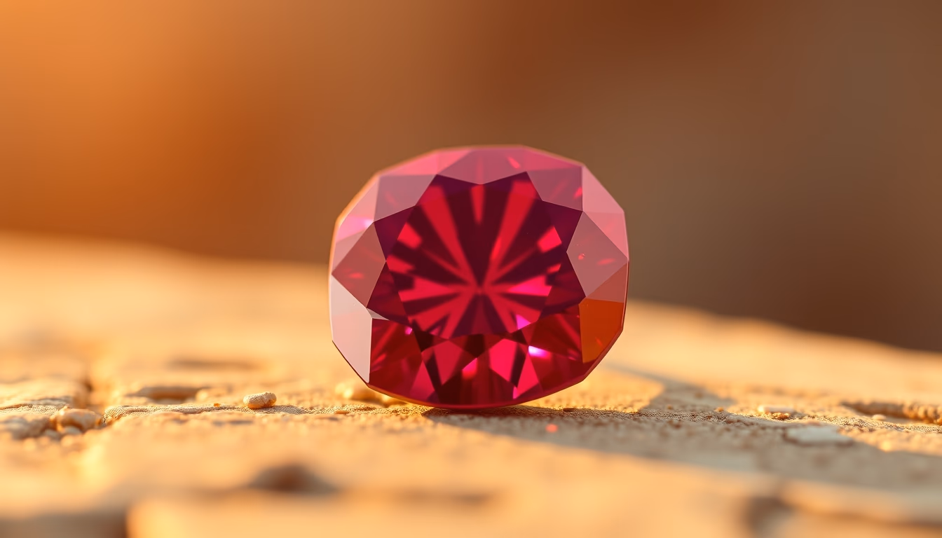 ruby red gemstone in editorial style
