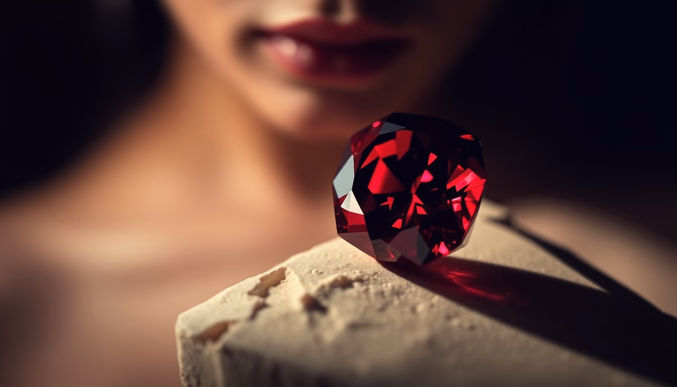 ruby red gemstone in editorial style