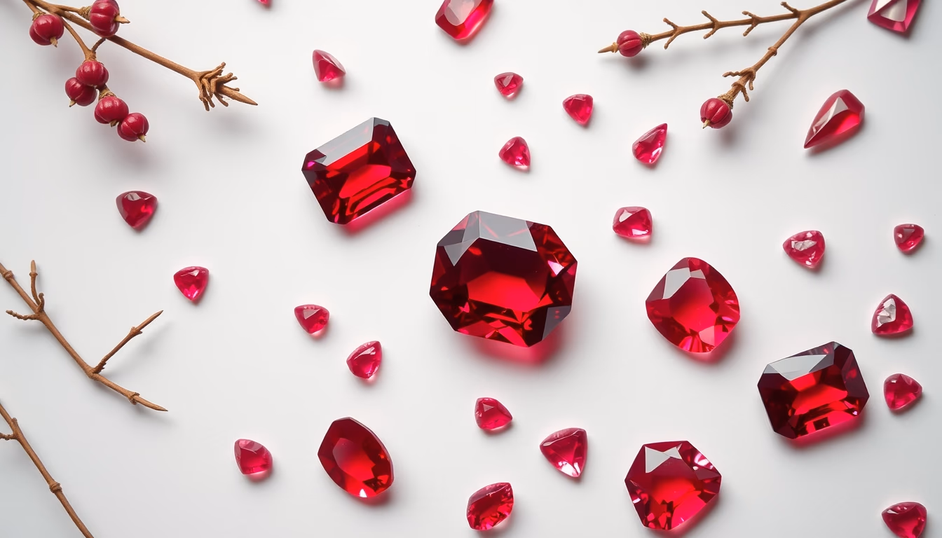 ruby red gemstone in editorial style