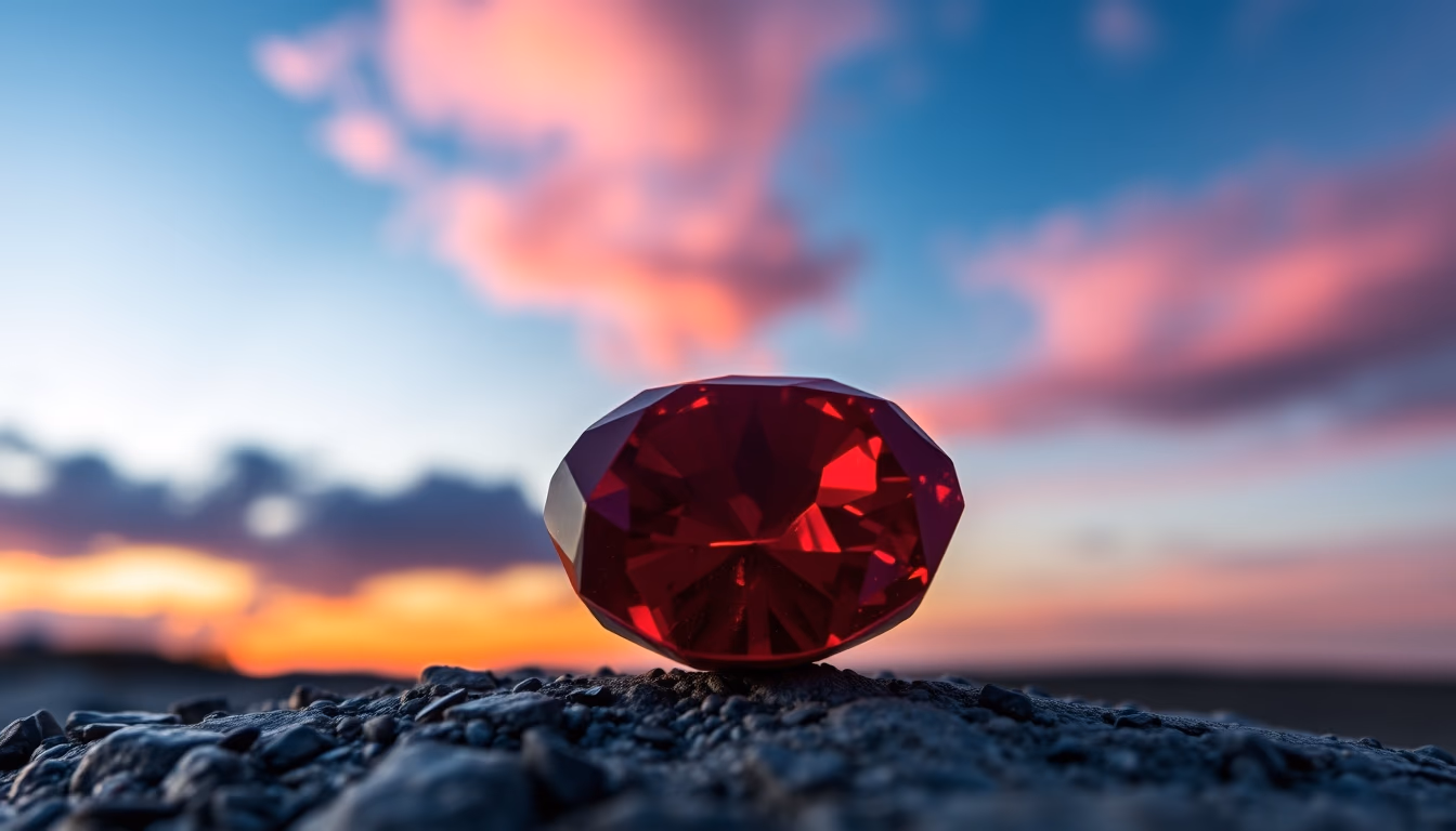 ruby red gemstone in editorial style
