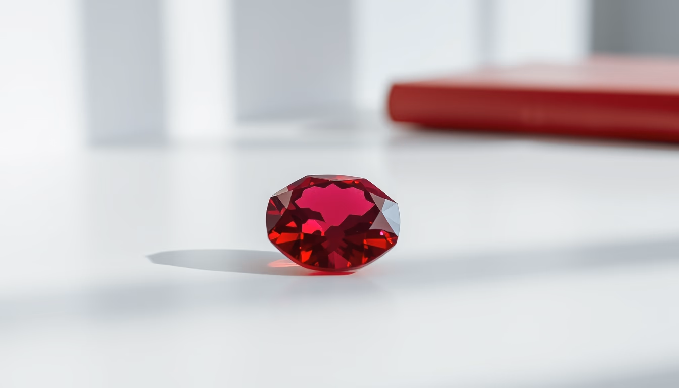 ruby red gemstone in editorial style