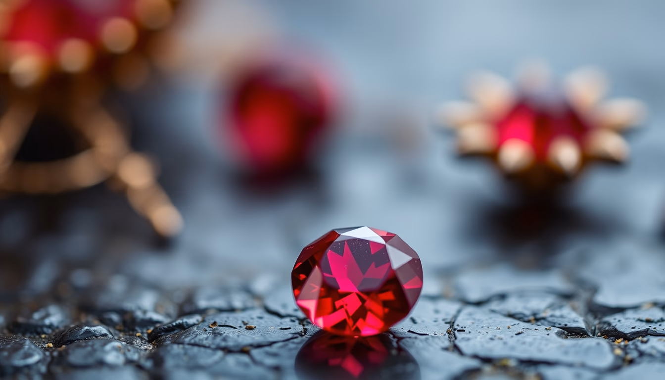 ruby red gemstone in editorial style