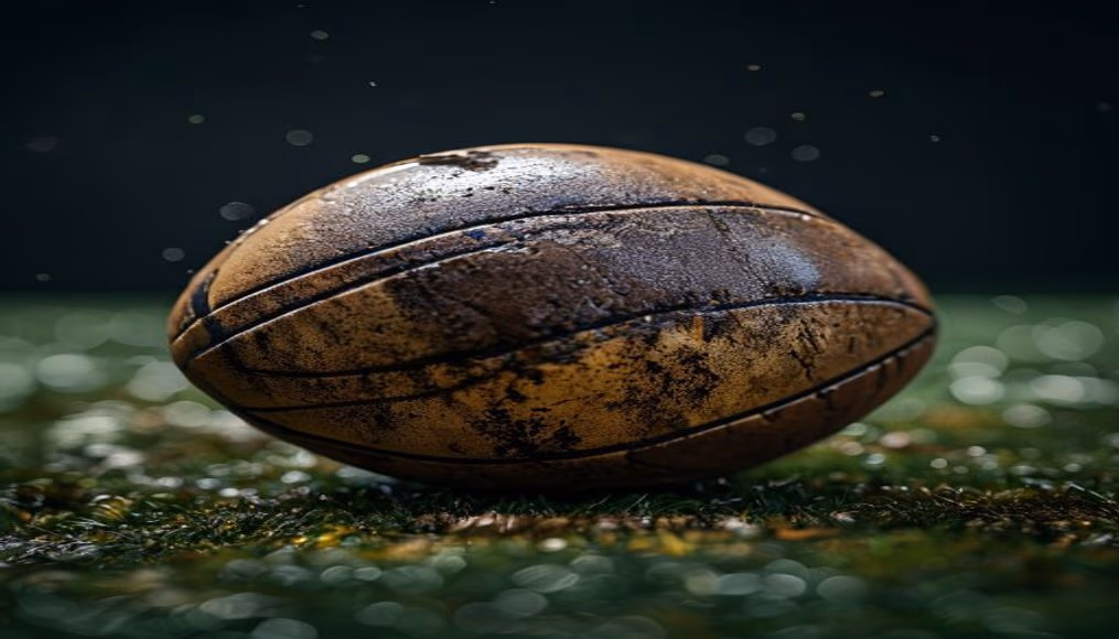 Rugby ball muddy field em estilo editorial