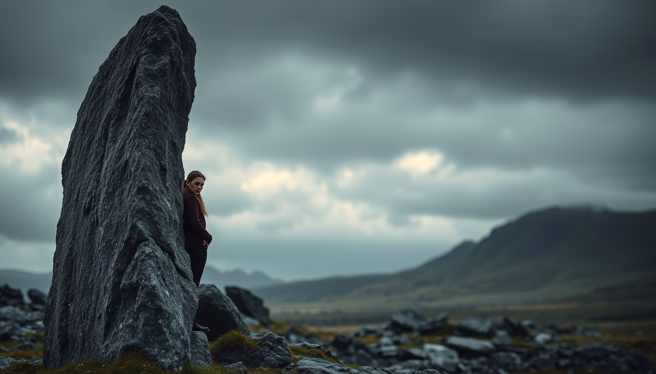 runes viking stone in editorial style