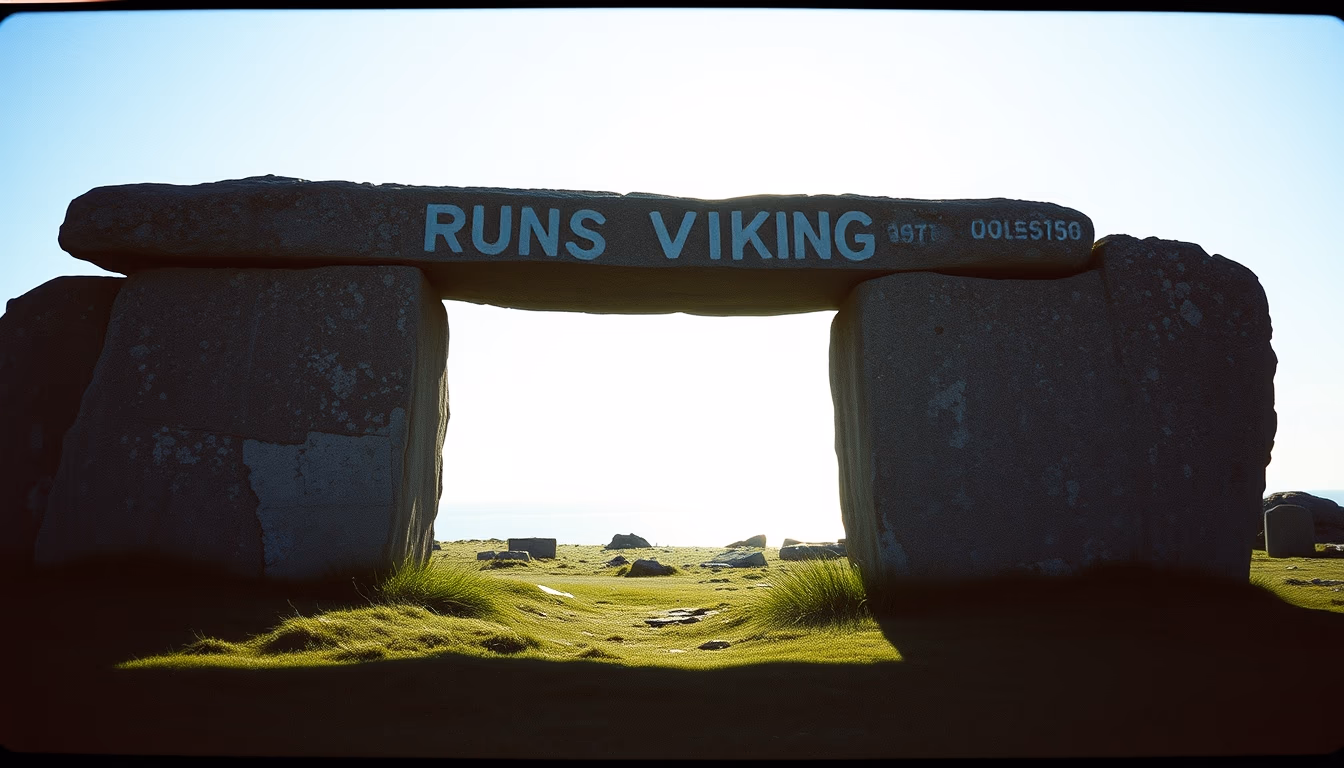 runes viking stone in editorial style