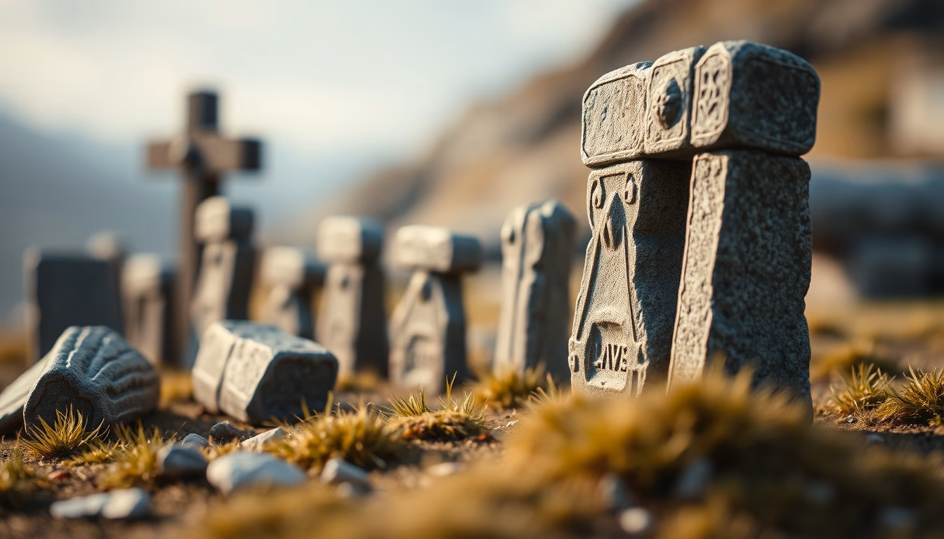 runes viking stone in editorial style