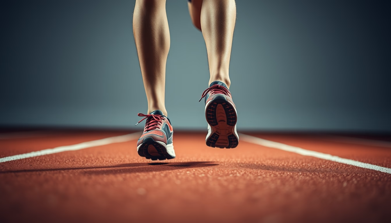 Running shoes on track em estilo editorial