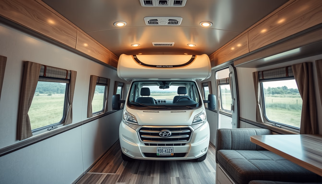 rv camper road trip in editorial style