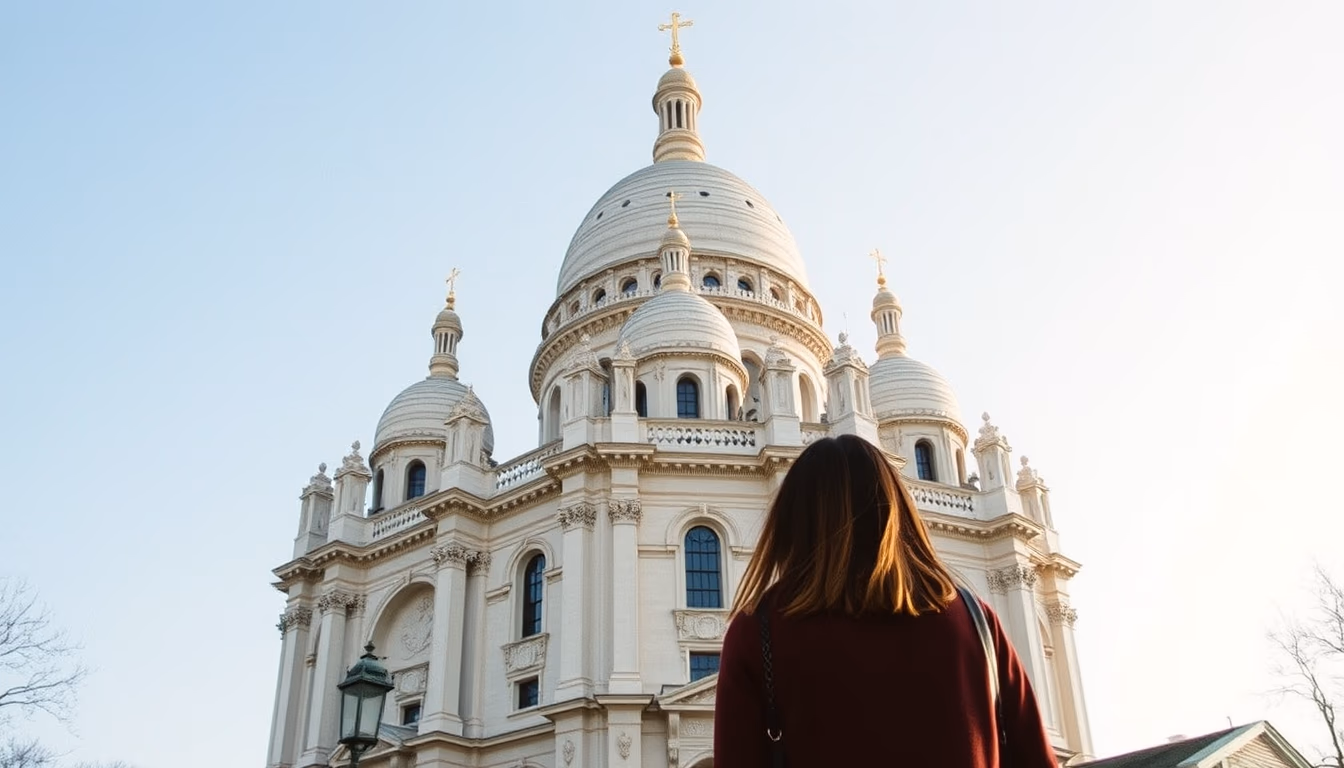 sacre coeur paris dome in editorial style