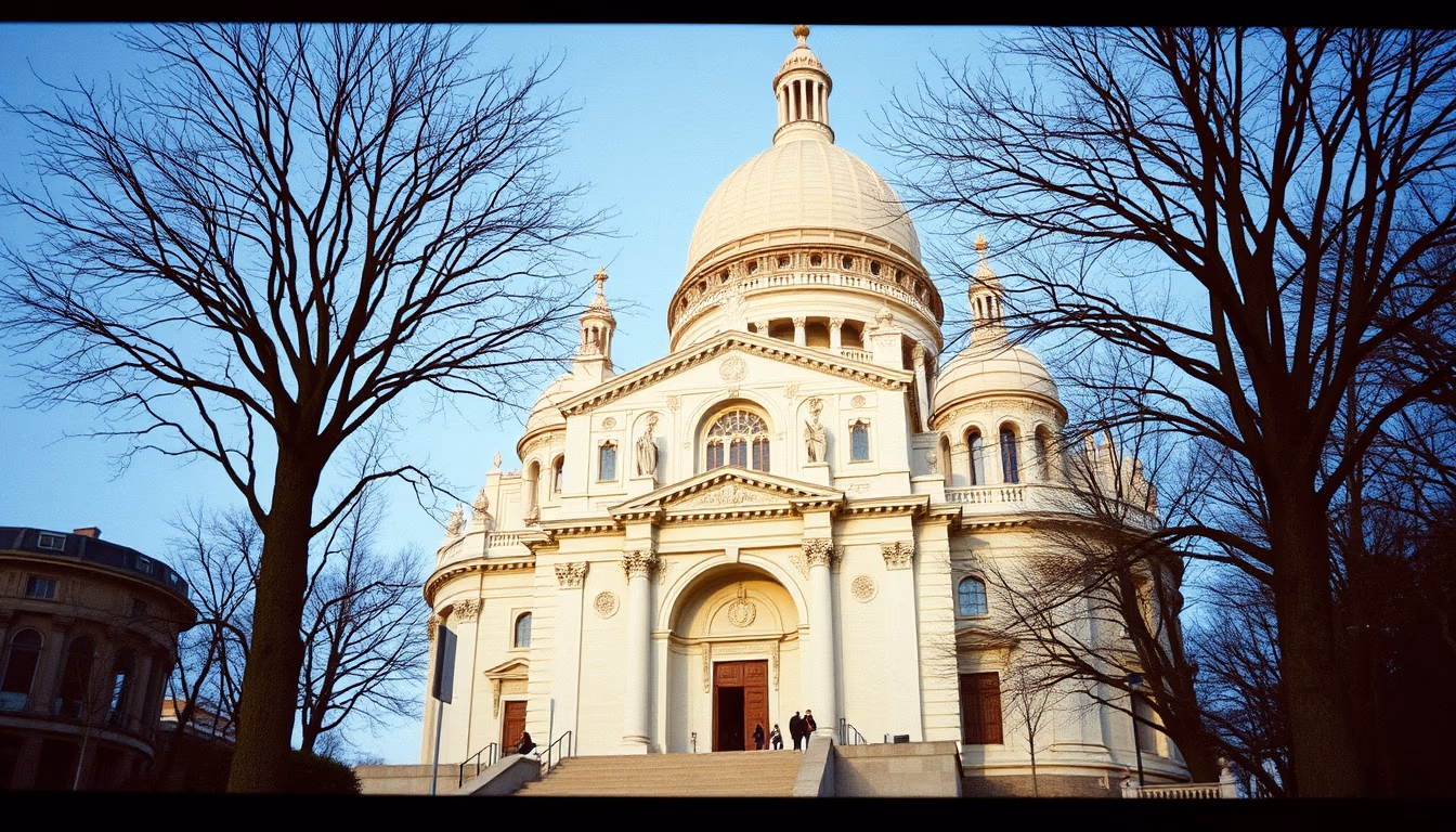 sacre coeur paris dome in editorial style