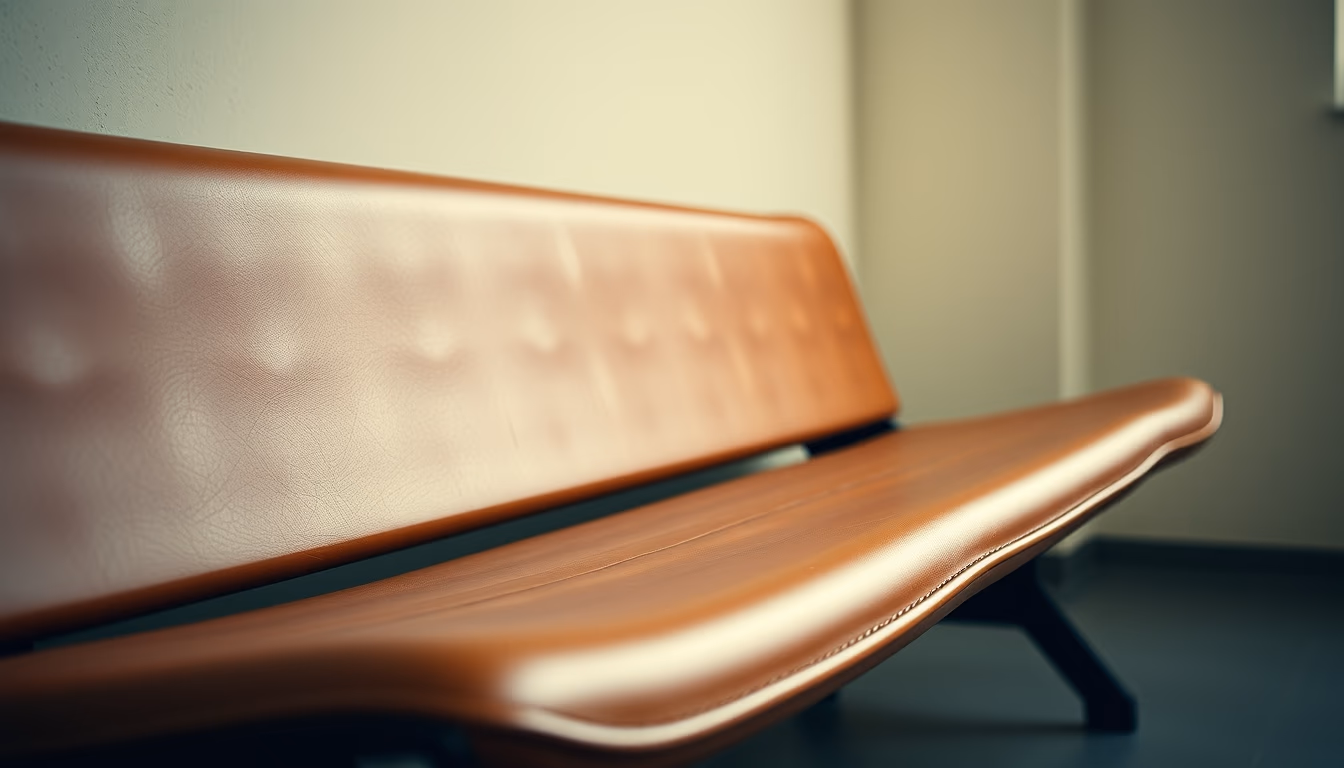 saddle leather bench in editorial style