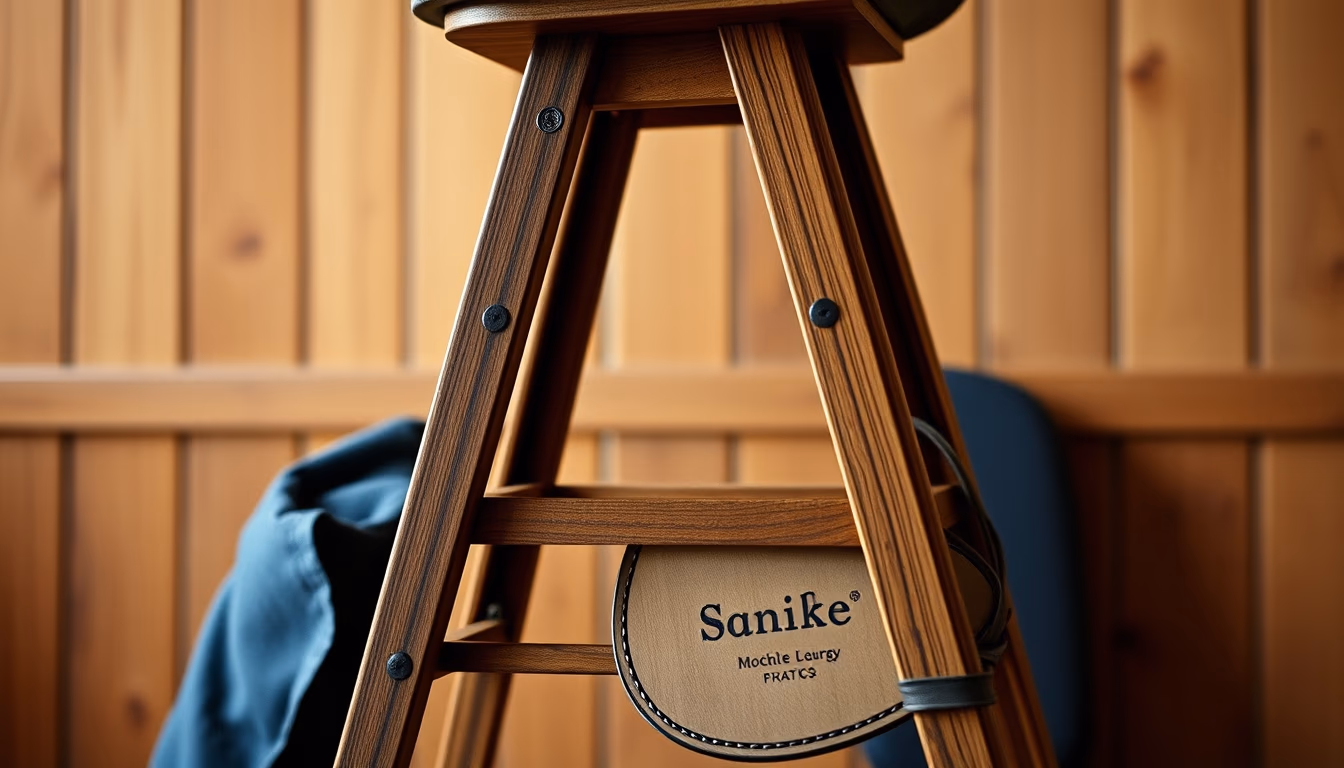 saddle stand wooden in editorial style