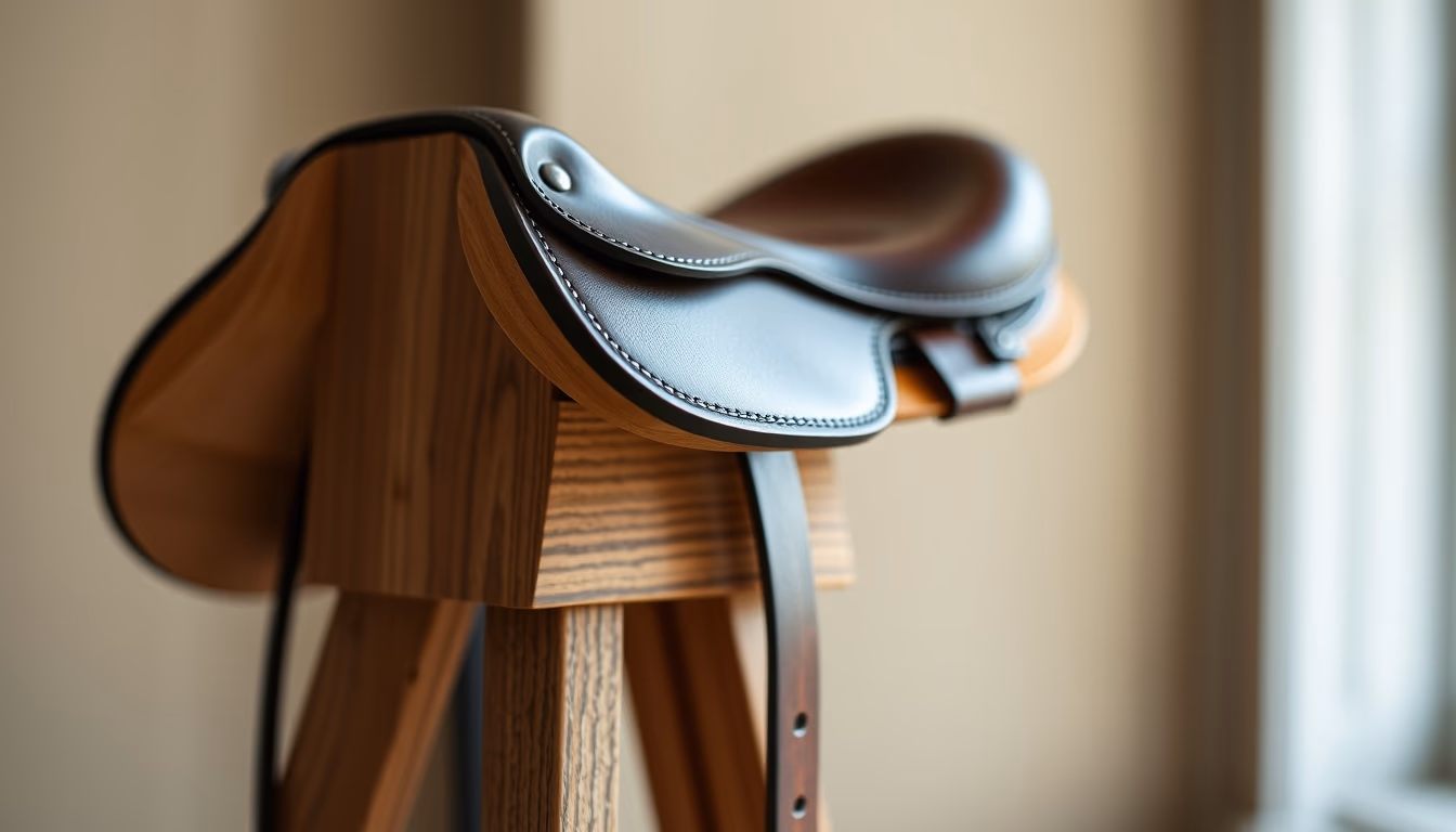 saddle stand wooden in editorial style