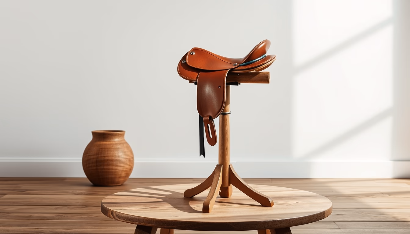 saddle stand wooden in editorial style