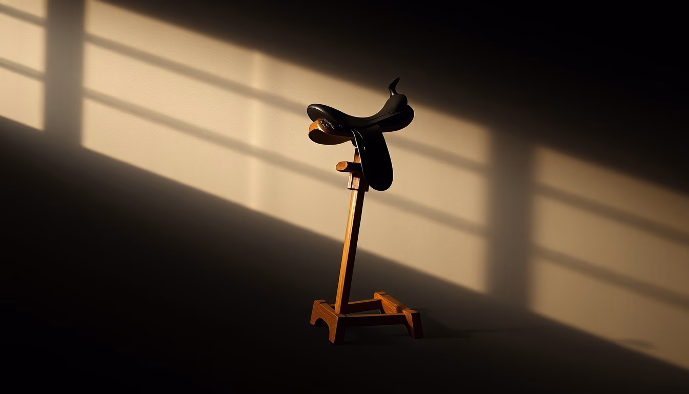 saddle stand wooden in editorial style