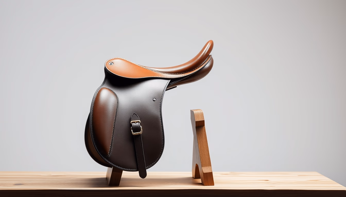 saddle stand wooden in editorial style