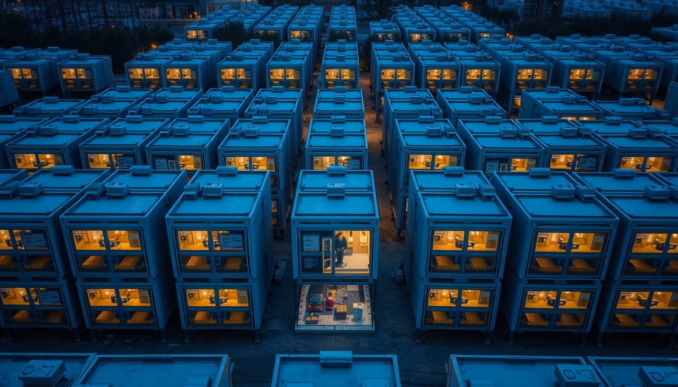 safe deposit boxes row in editorial style