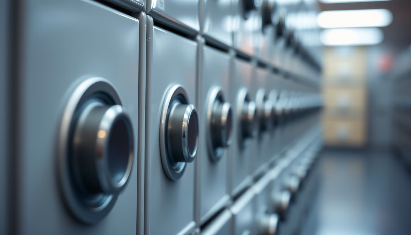 Safe deposit boxes row em estilo editorial