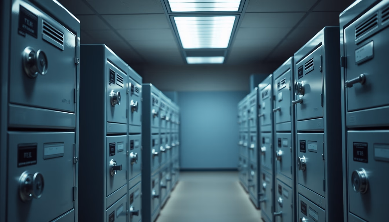 Safe deposit boxes row em estilo editorial