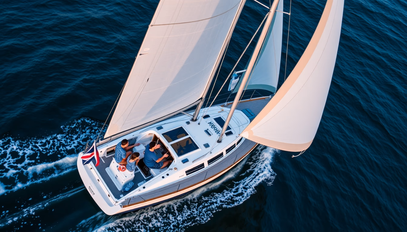 sailboat regatta racing in editorial style