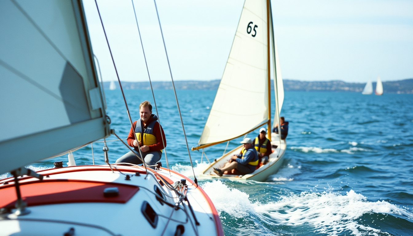 sailboat regatta racing in editorial style