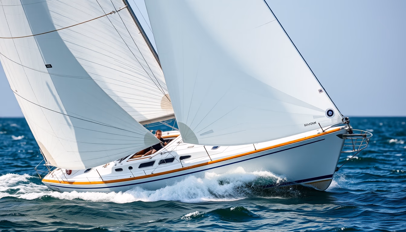 sailboat regatta racing in editorial style