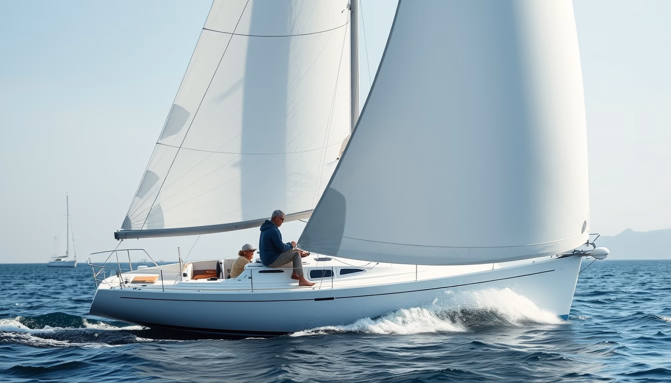 sailboat regatta racing in editorial style