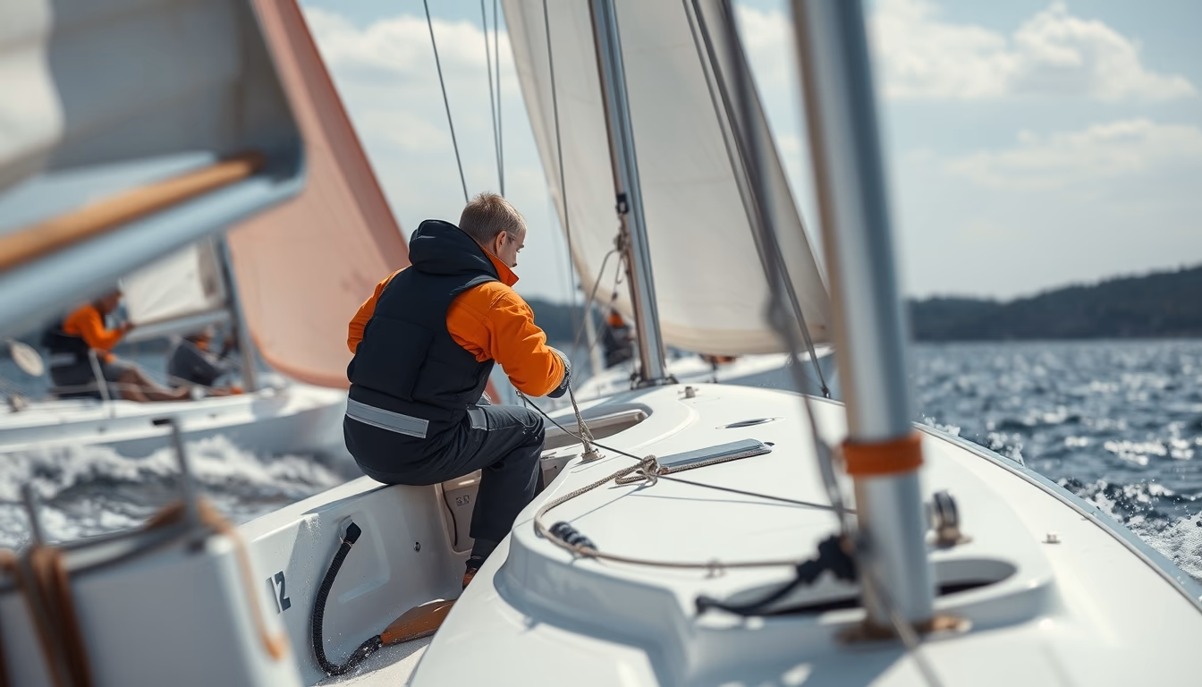 sailboat regatta racing in editorial style