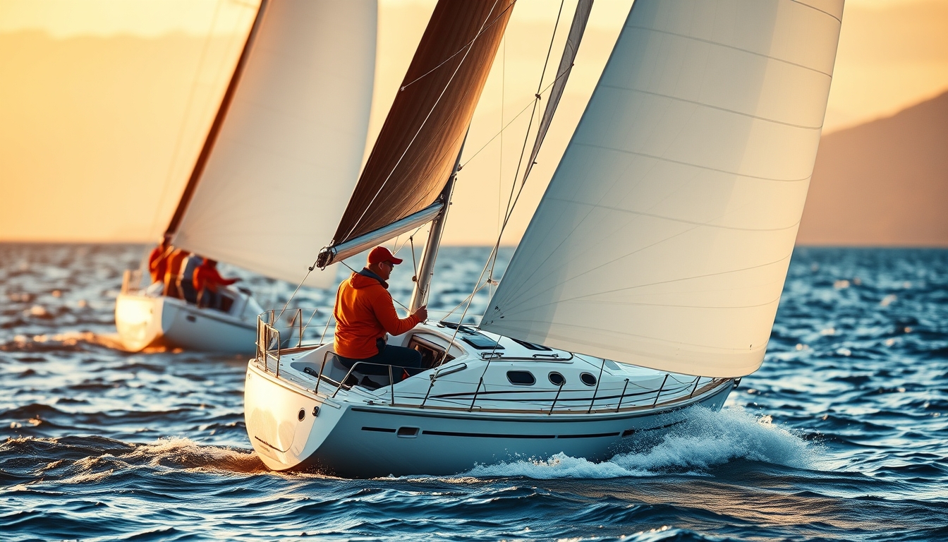 sailboat regatta racing in editorial style