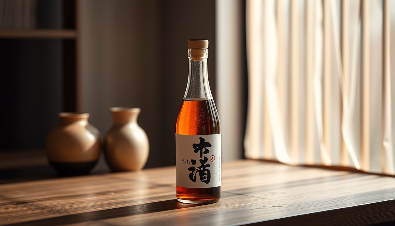 sake bottle traditional in editorial style