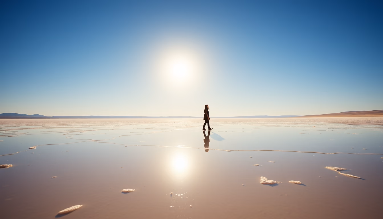 salar de uyuni reflection in editorial style