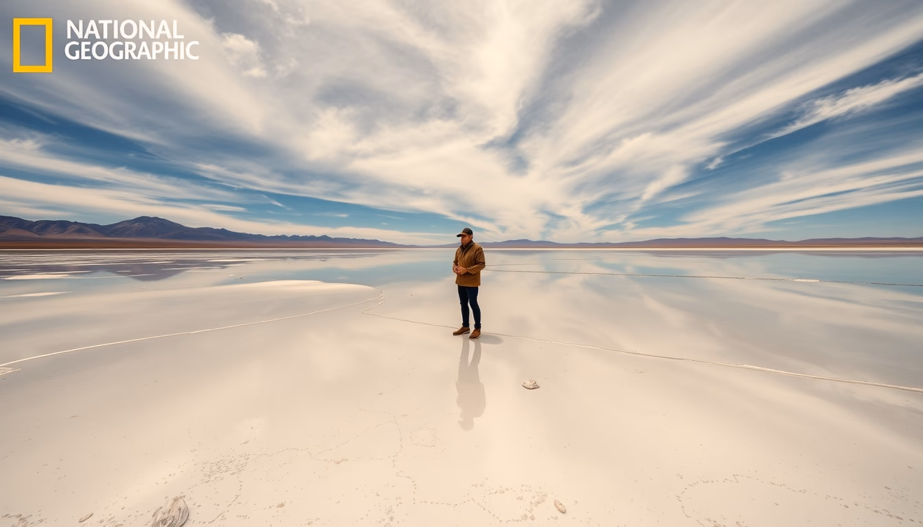 salar de uyuni reflection in editorial style