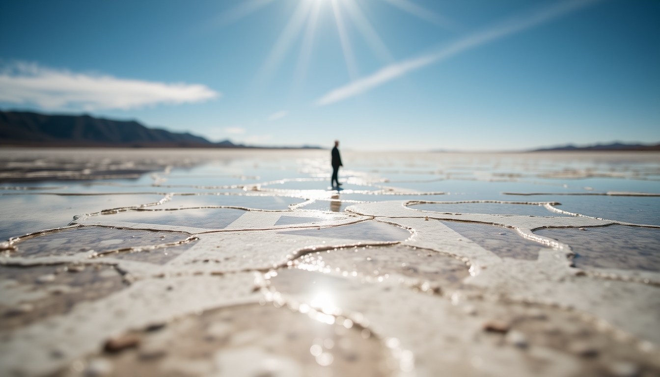 salar de uyuni reflection in editorial style