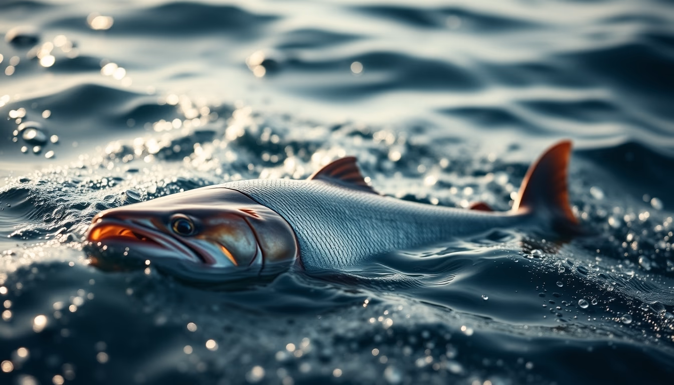 salmon farm offshore in editorial style