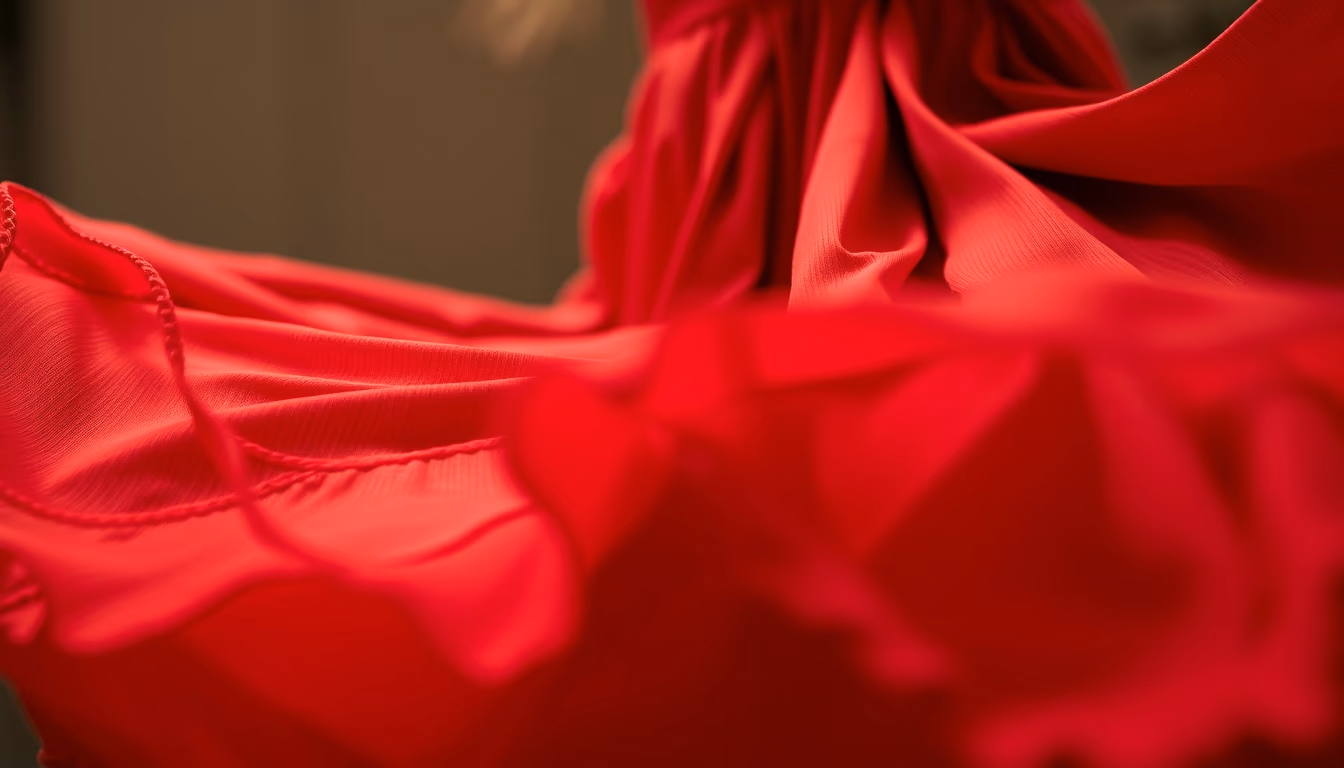 salsa skirt red flowing in editorial style