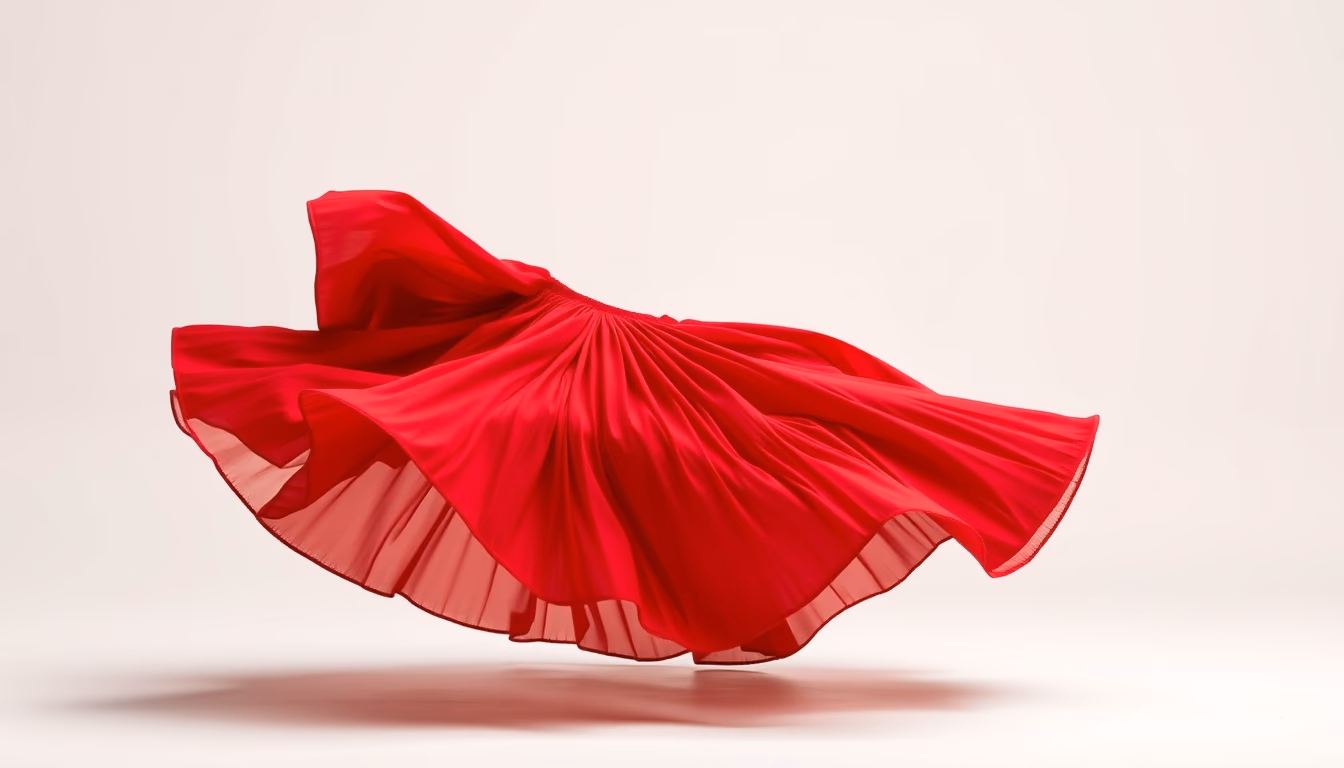 salsa skirt red flowing in editorial style