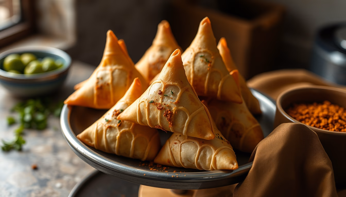 samosas spiced in editorial style