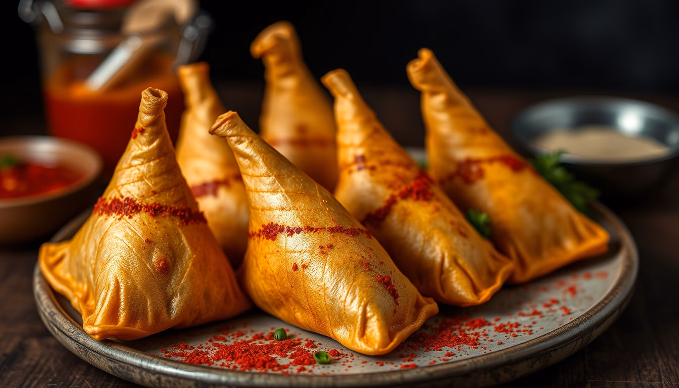 samosas spiced in editorial style
