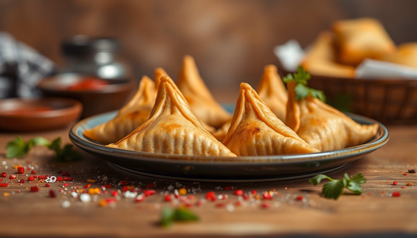samosas spiced in editorial style