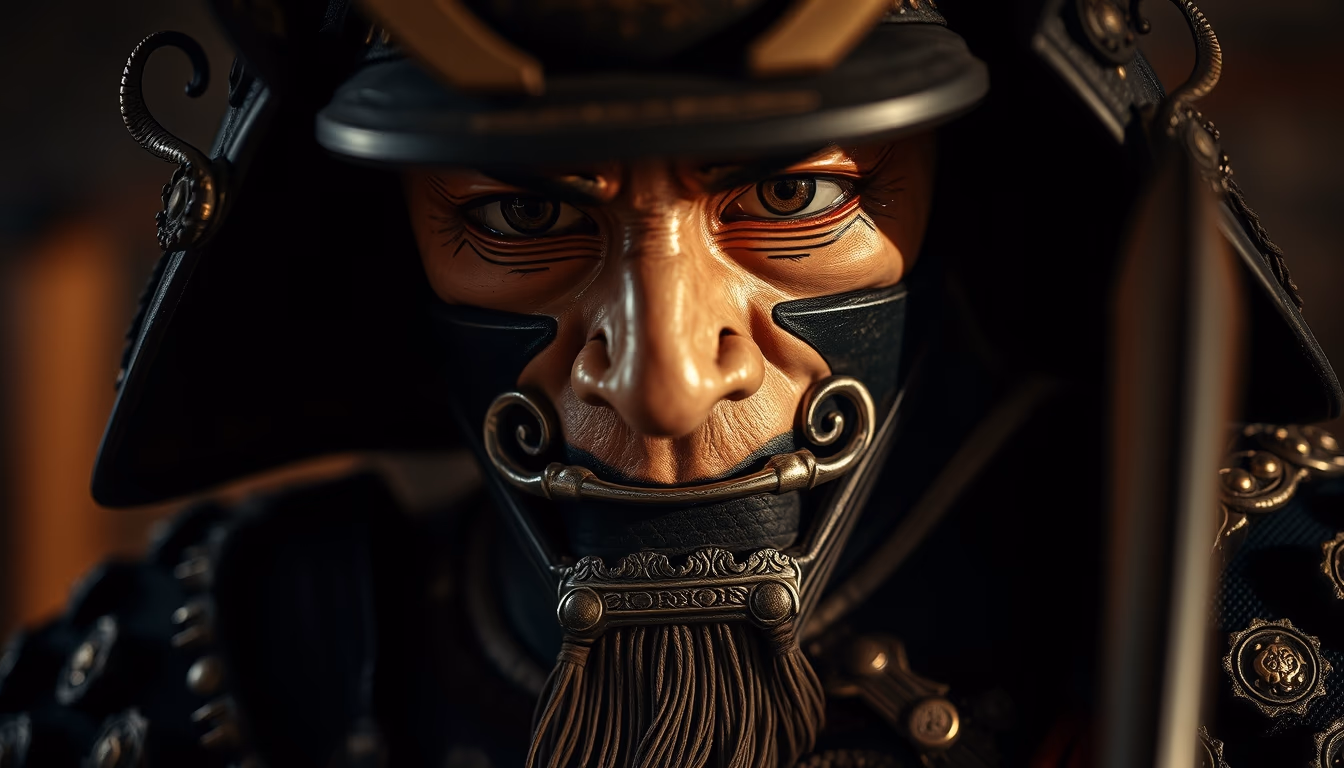 samurai armor detail in editorial style