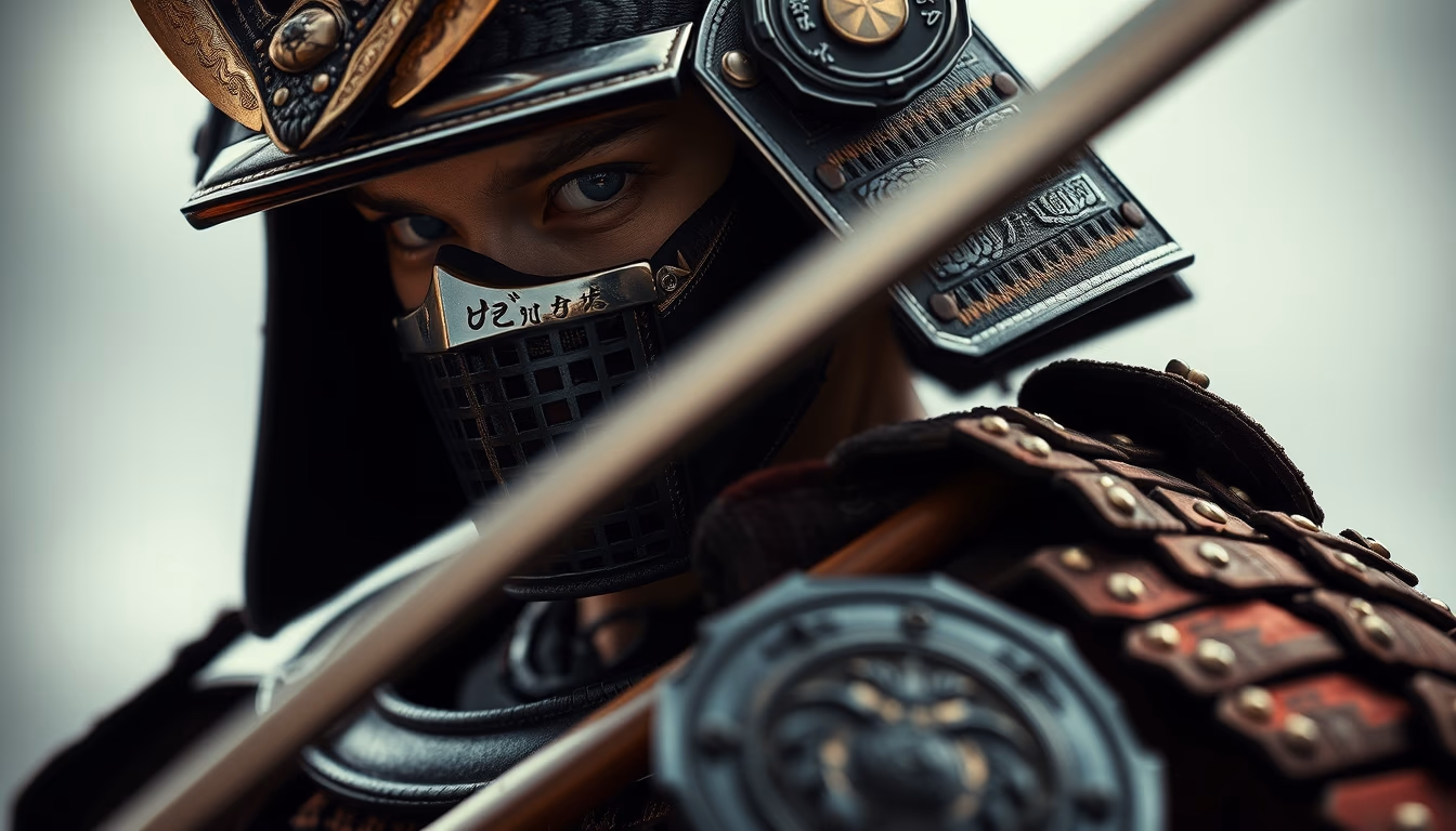 samurai armor detail in editorial style