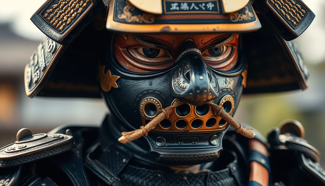 samurai armor detail in editorial style